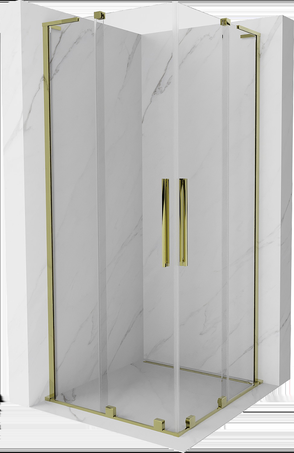 Mexen Velar L Duo kabina prysznicowa rozsuwana 100x100 cm, transparent, złota - 871-100-100-02-03-50