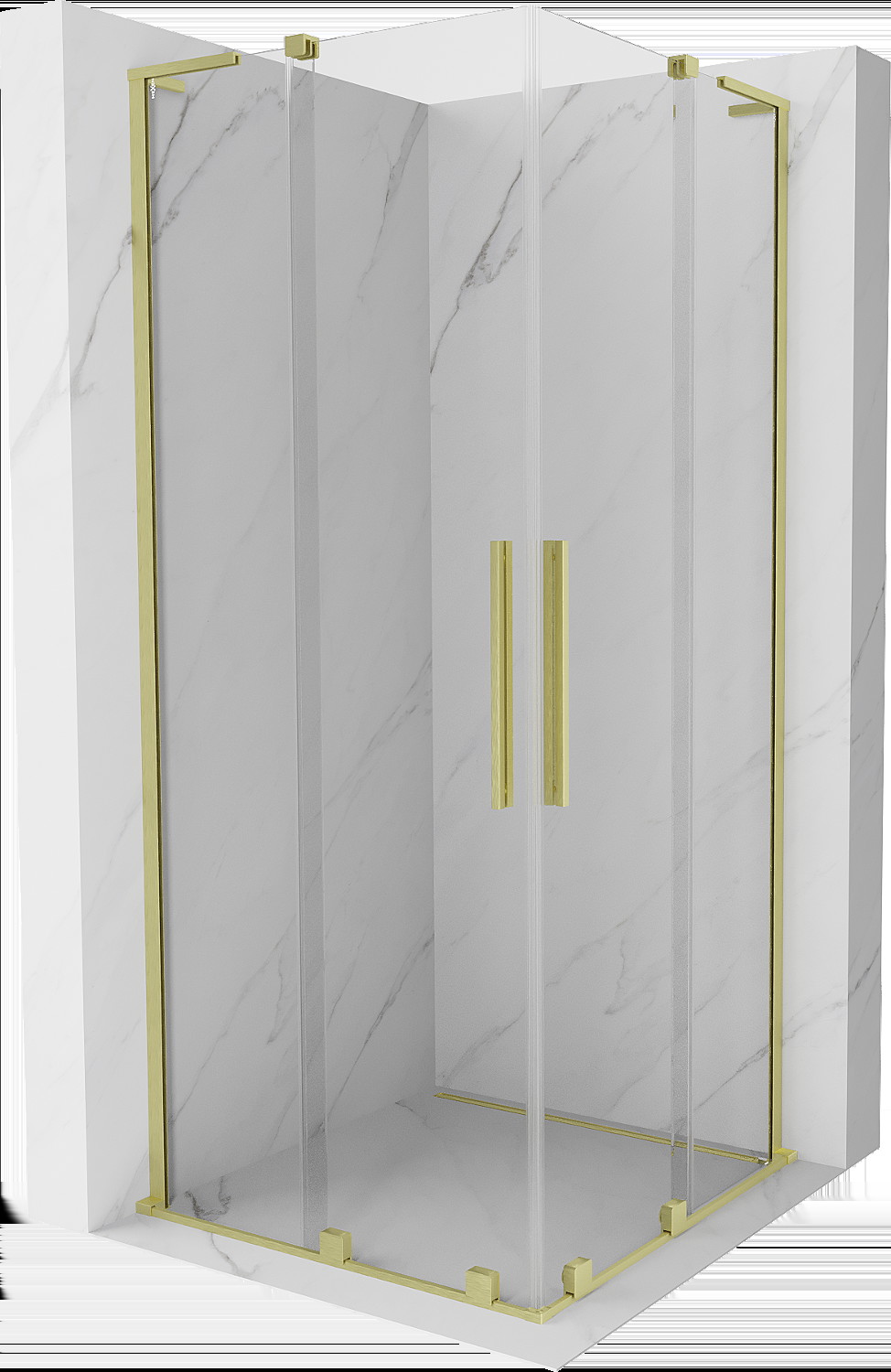 Mexen Velar L Duo kabina prysznicowa rozsuwana 80x80 cm, transparent, złota szczotkowana - 871-080-080-02-03-55