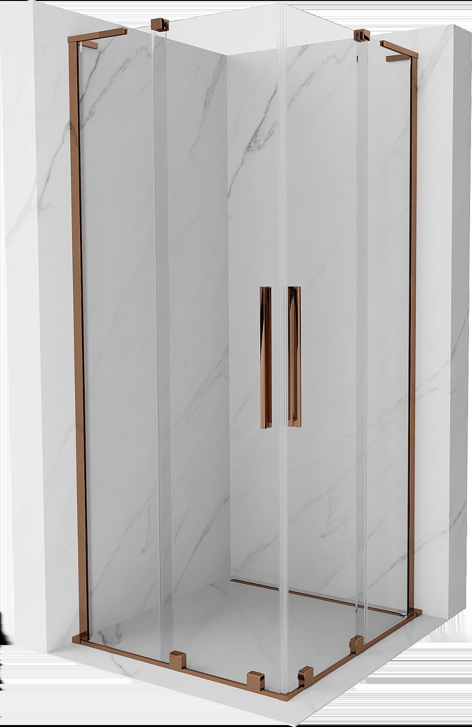 Mexen Velar L Duo kabina prysznicowa rozsuwana 80x80 cm, transparent, różowe złoto - 871-080-080-02-03-60