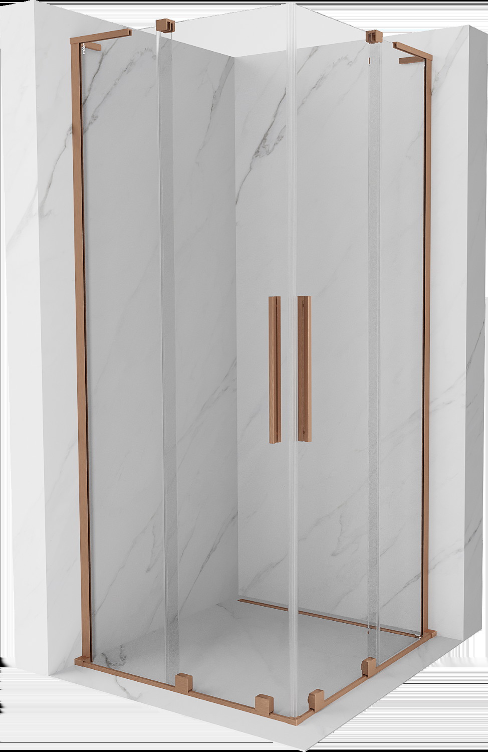 Mexen Velar L Duo kabina prysznicowa rozsuwana 100x100 cm, transparent, miedź szczotkowana - 871-100-100-02-03-65