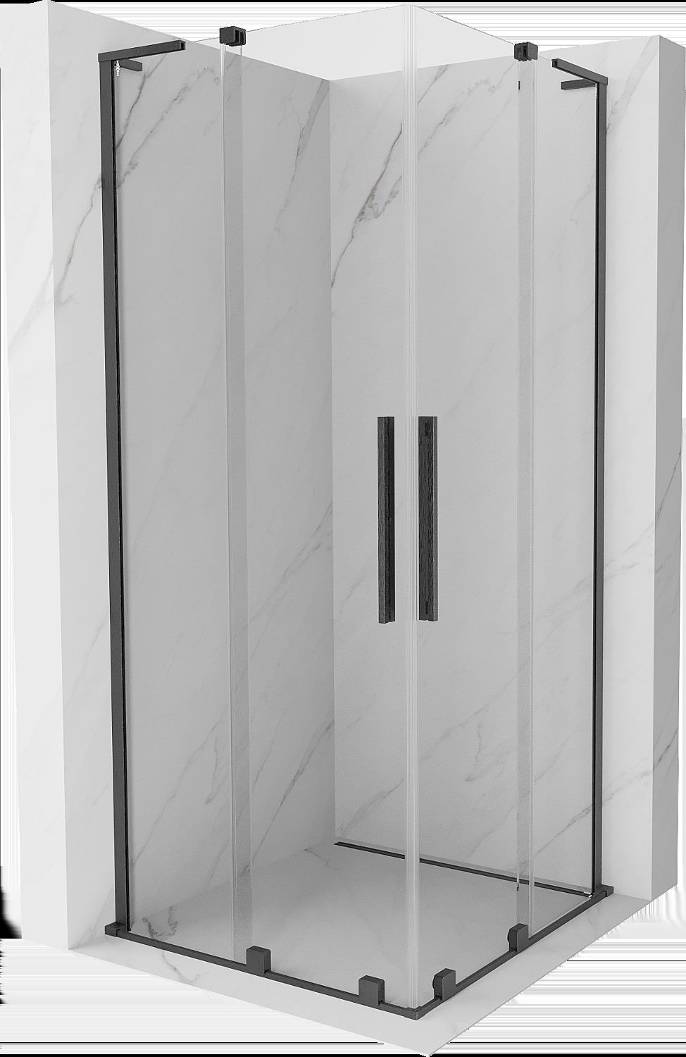 Mexen Velar L Duo kabina prysznicowa rozsuwana 80x80 cm, transparent, gun gray szczotkowany - 871-080-080-02-03-66