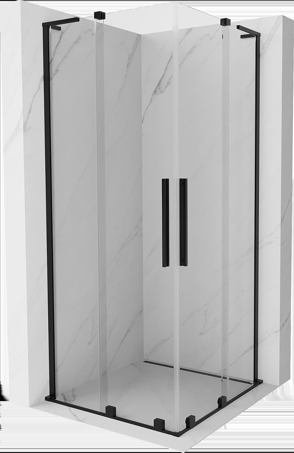 Mexen Velar L Duo kabina prysznicowa rozsuwana 80x80 cm, transparent, czarna - 871-080-080-02-03-70