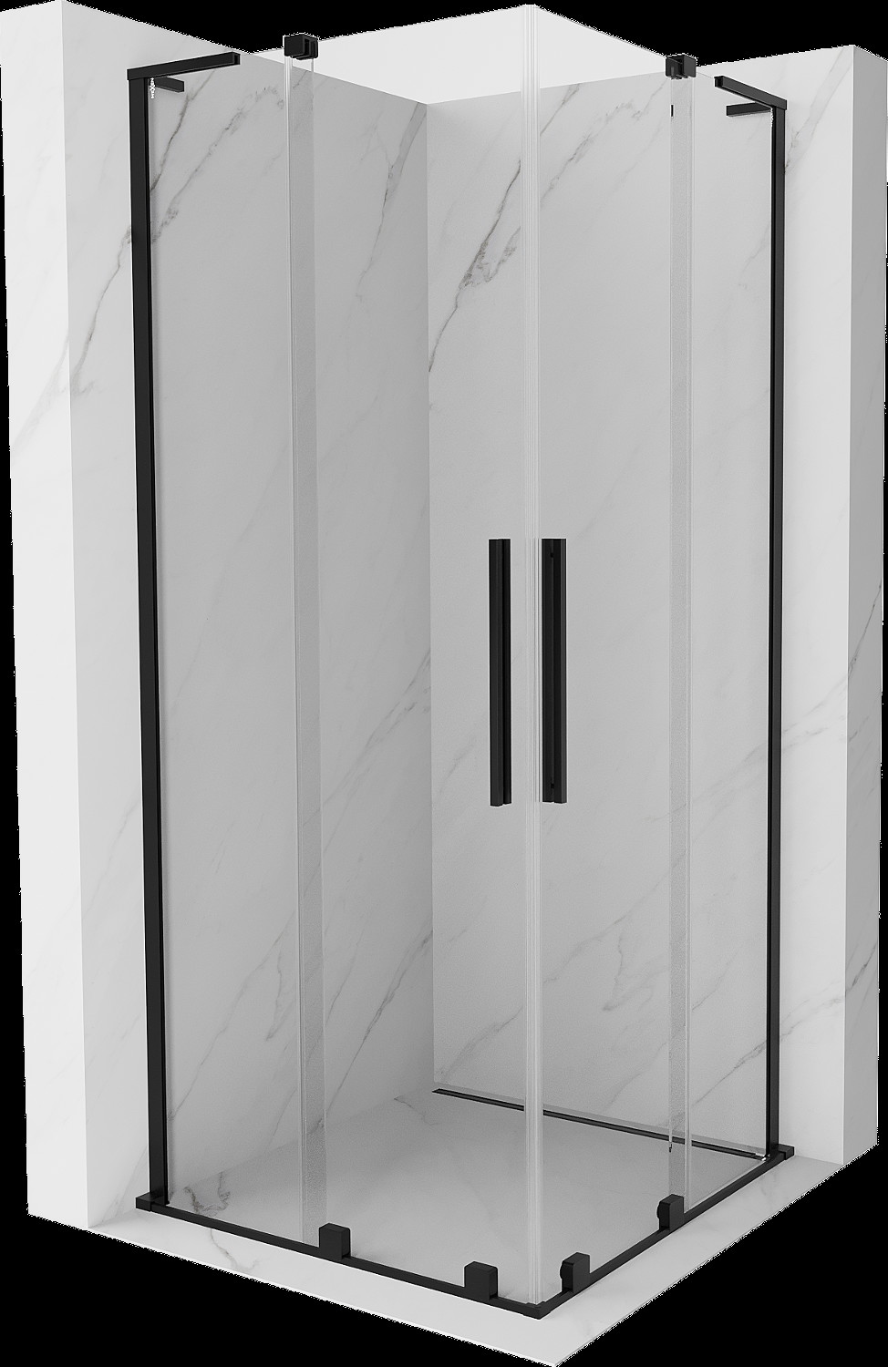 Mexen Velar L Duo kabina prysznicowa rozsuwana 100x100 cm, transparent, czarna - 871-100-100-02-03-70
