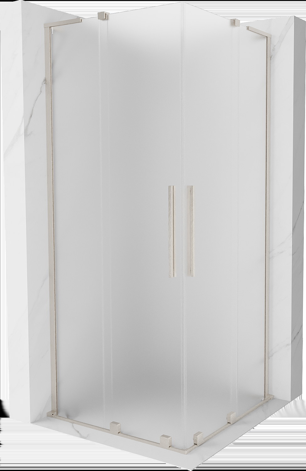 Mexen Velar L Duo kabina prysznicowa rozsuwana 100x100 cm, szron, nikiel szczotkowany - 871-100-100-02-33-97