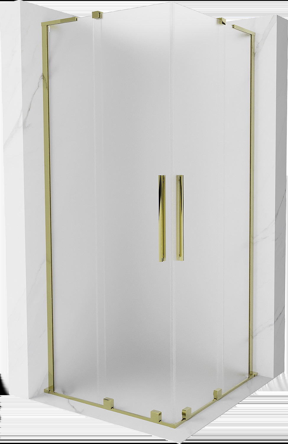 Mexen Velar L Duo kabina prysznicowa rozsuwana 100x100 cm, szron, złota - 871-100-100-02-33-50