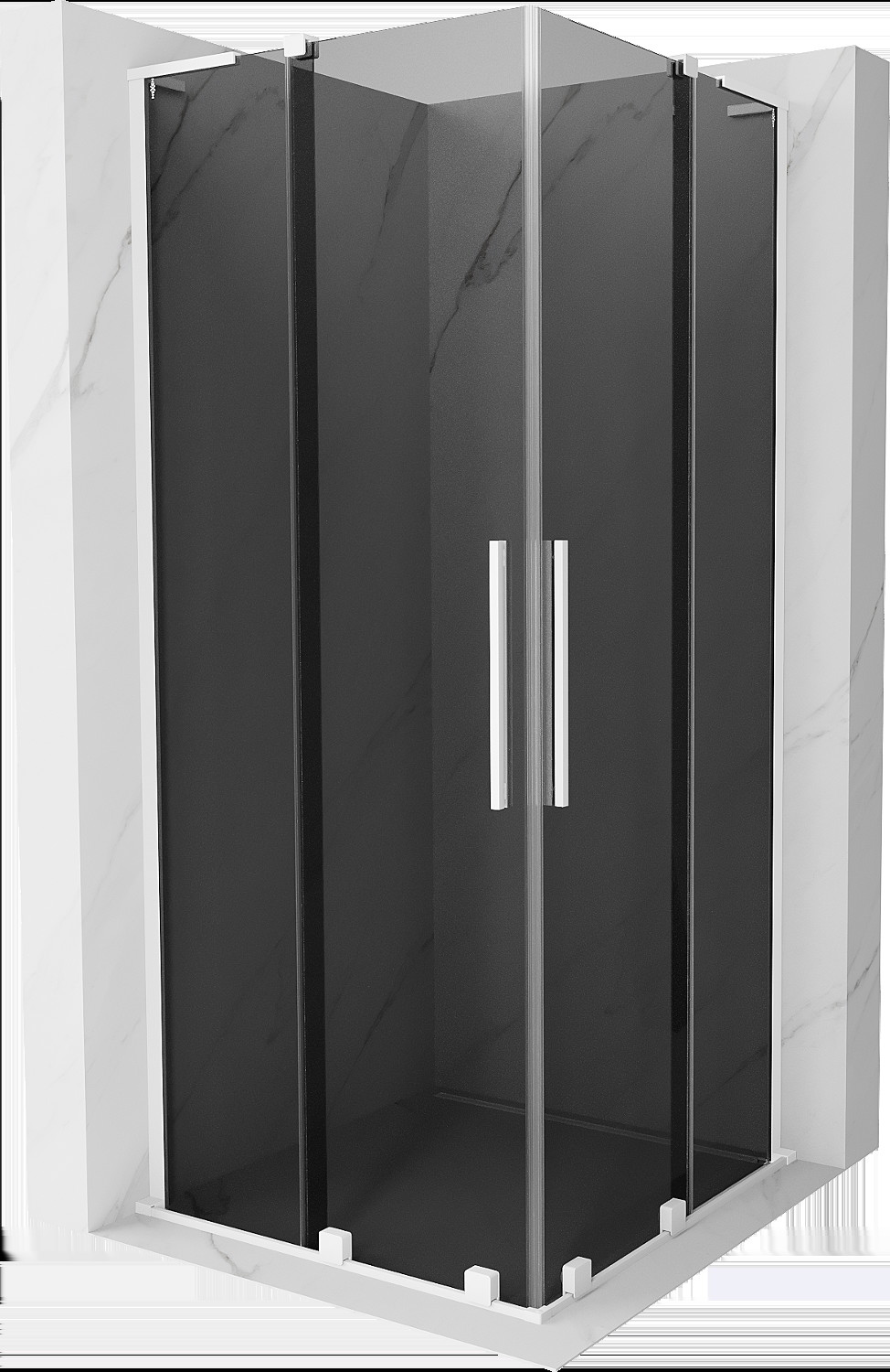 Mexen Velar L Duo kabina prysznicowa rozsuwana 80x80 cm, grafit, biała - 871-080-080-02-43-20
