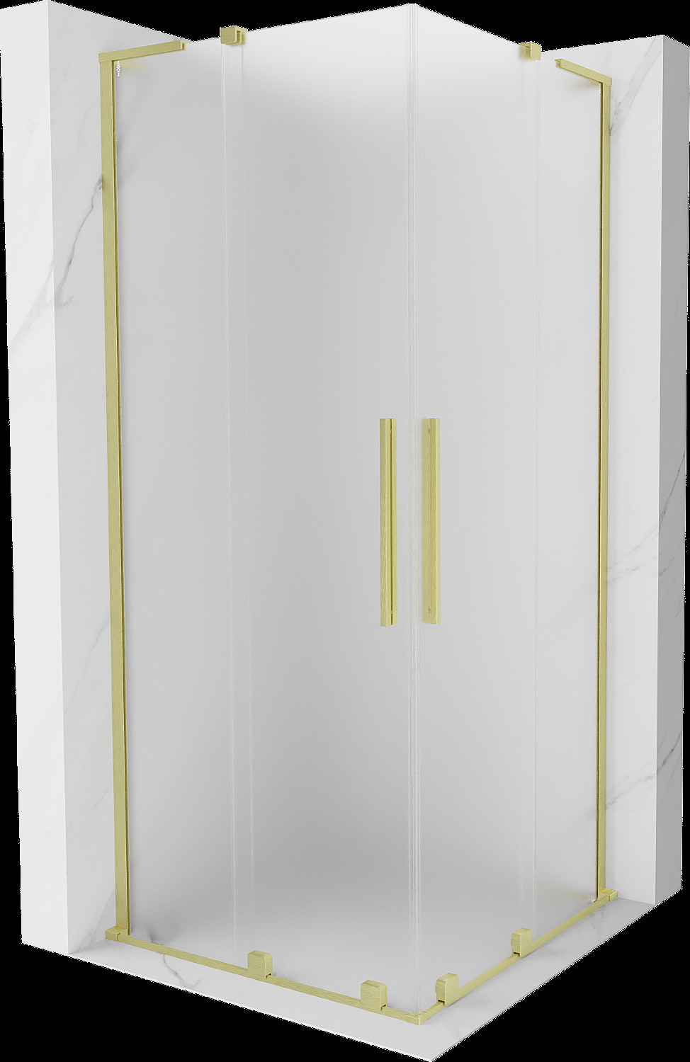 Mexen Velar L Duo kabina prysznicowa rozsuwana 100x100 cm, szron, złota szczotkowana - 871-100-100-02-33-55