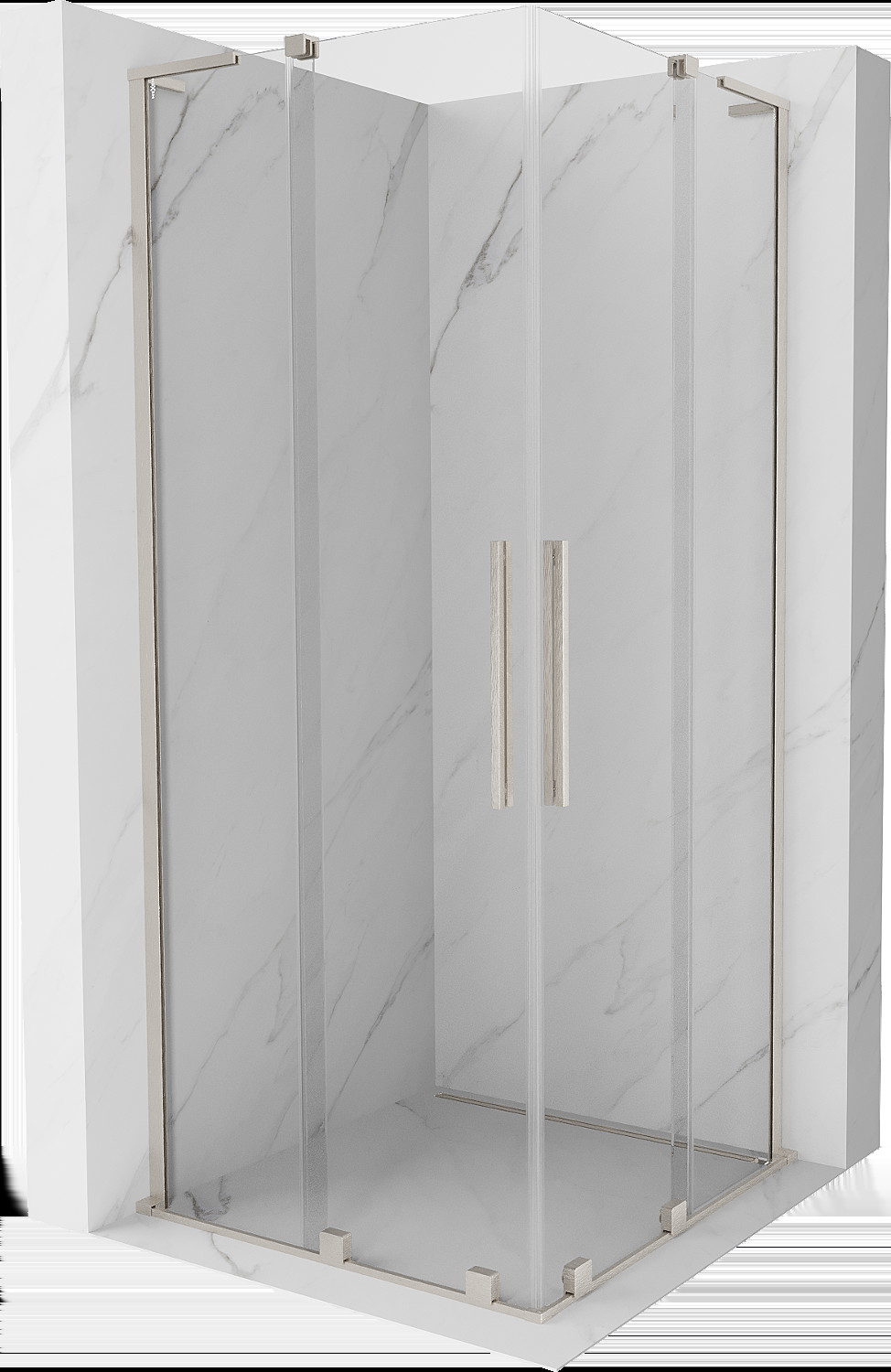 Mexen Velar L Duo kabina prysznicowa rozsuwana 80x80 cm, transparent, nikiel szczotkowany - 871-080-080-02-03-97