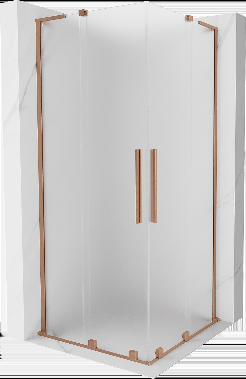 Mexen Velar L Duo kabina prysznicowa rozsuwana 90x90 cm, szron, miedź szczotkowana - 871-090-090-02-33-65