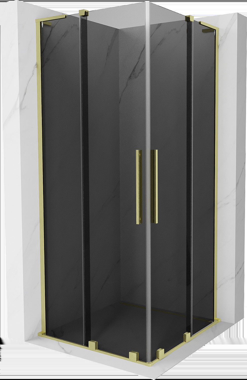 Mexen Velar L Duo kabina prysznicowa rozsuwana 90x90 cm, grafit, złota szczotkowana - 871-090-090-02-43-55