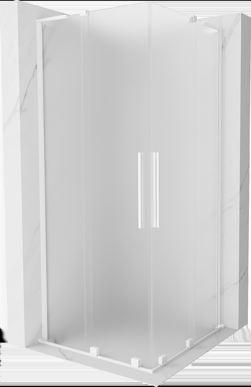 Mexen Velar L Duo kabina prysznicowa rozsuwana 80x80 cm, szron, biała - 871-080-080-02-33-20