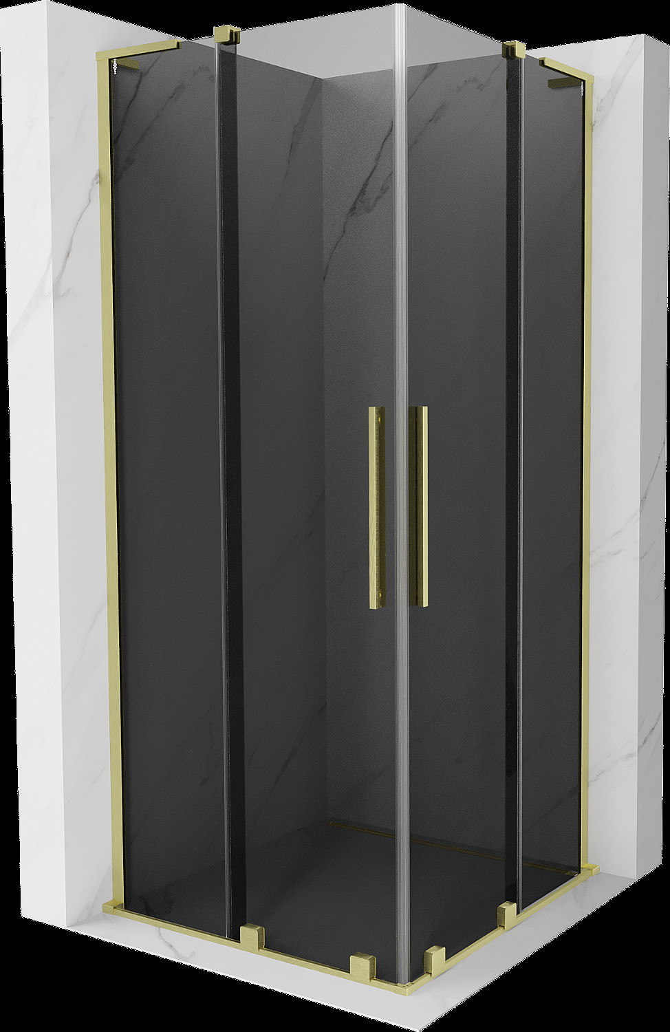 Mexen Velar L Duo kabina prysznicowa rozsuwana 100x100 cm, grafit, złota szczotkowana - 871-100-100-02-43-55