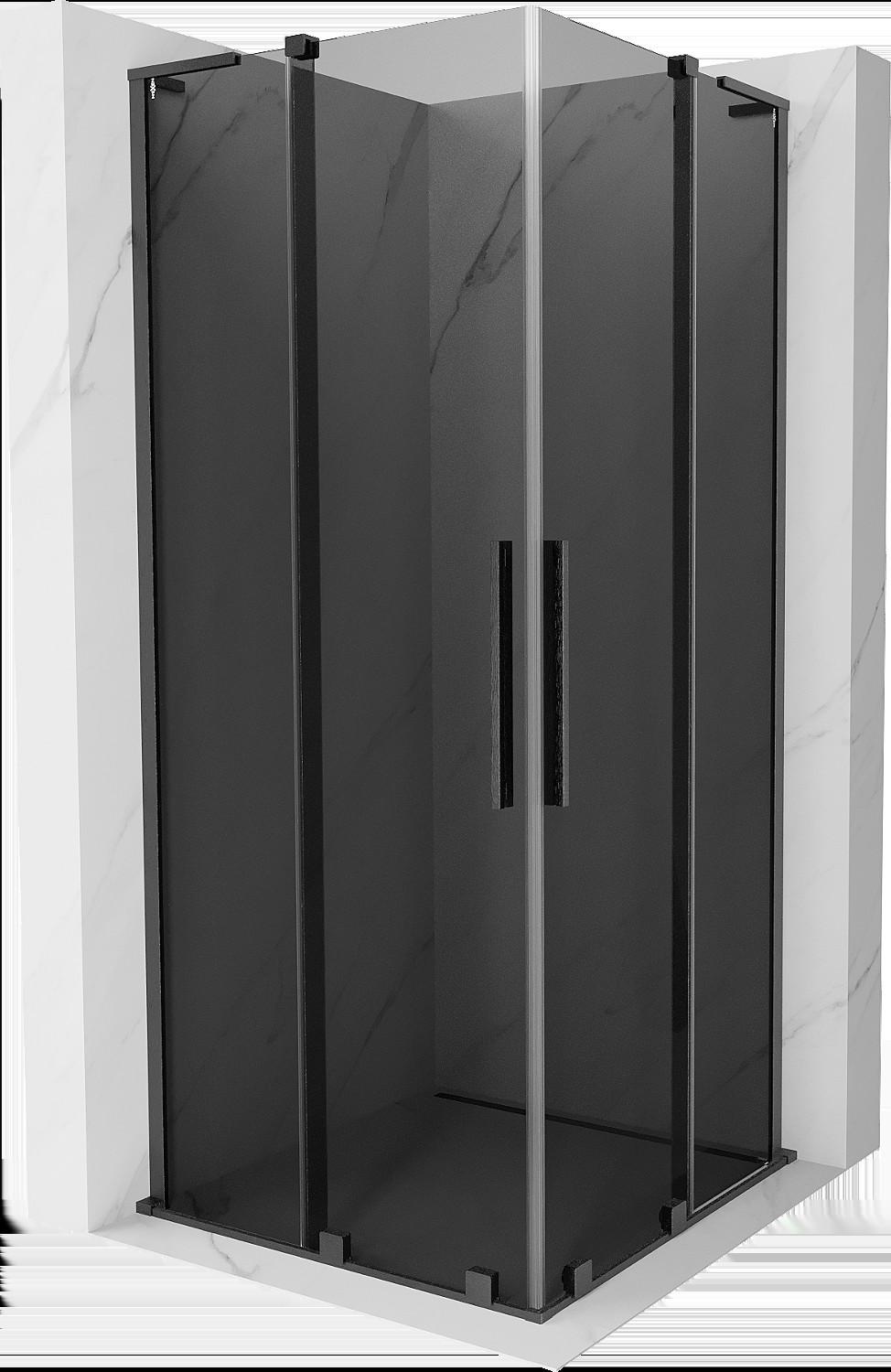 Mexen Velar L Duo kabina prysznicowa rozsuwana 80x80 cm, grafit, gun gray szczotkowana - 871-080-080-02-43-66