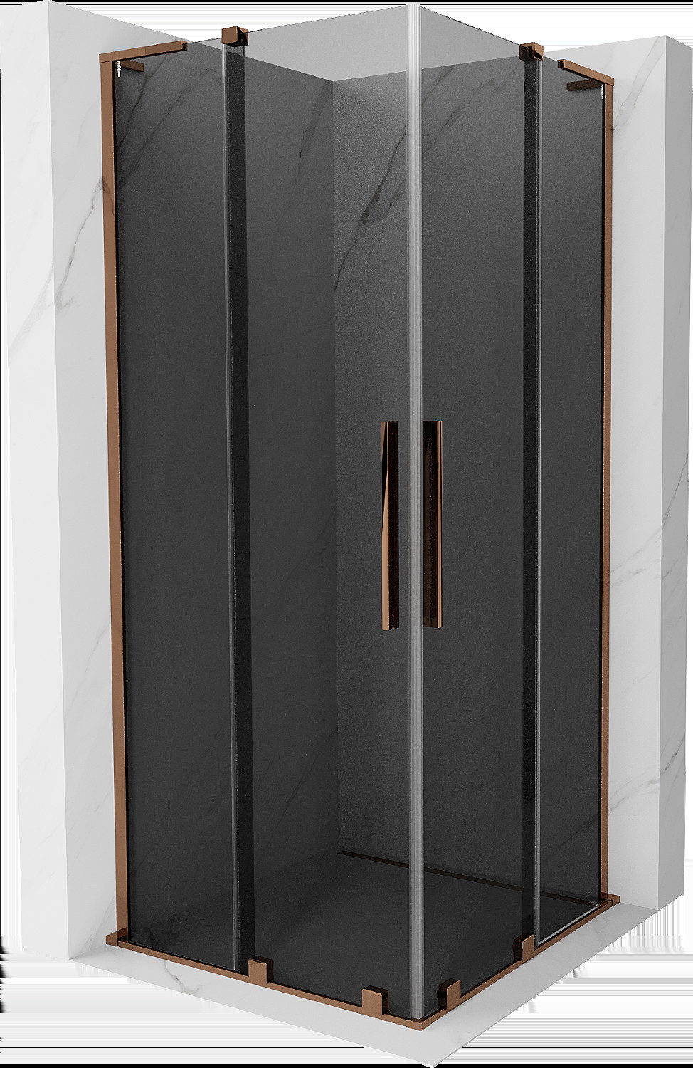 Mexen Velar L Duo kabina prysznicowa rozsuwana 100x100 cm, grafit, różowe złoto - 871-100-100-02-43-60