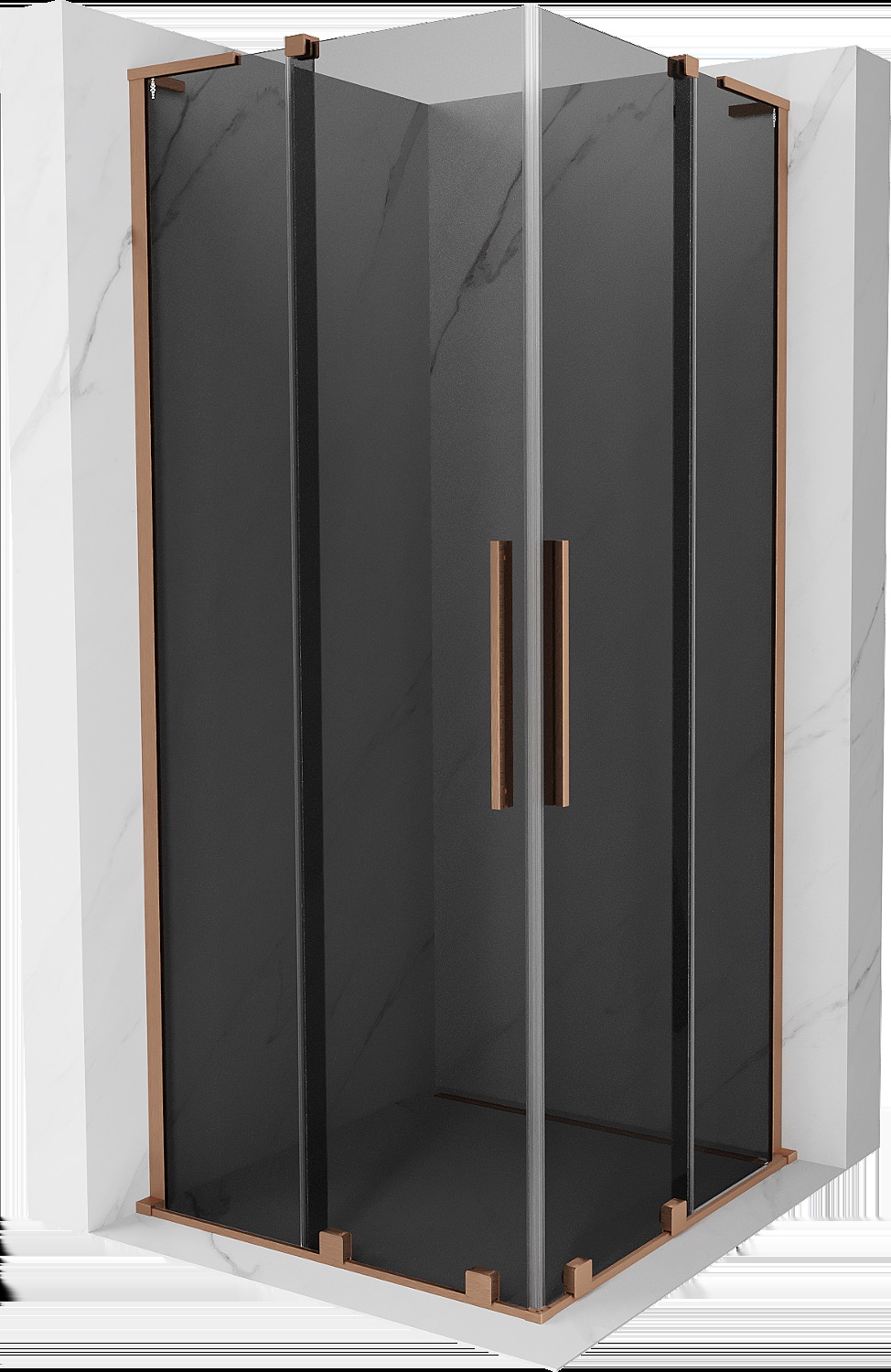 Mexen Velar L Duo kabina prysznicowa rozsuwana 80x80 cm, grafit, miedź szczotkowana - 871-080-080-02-43-65