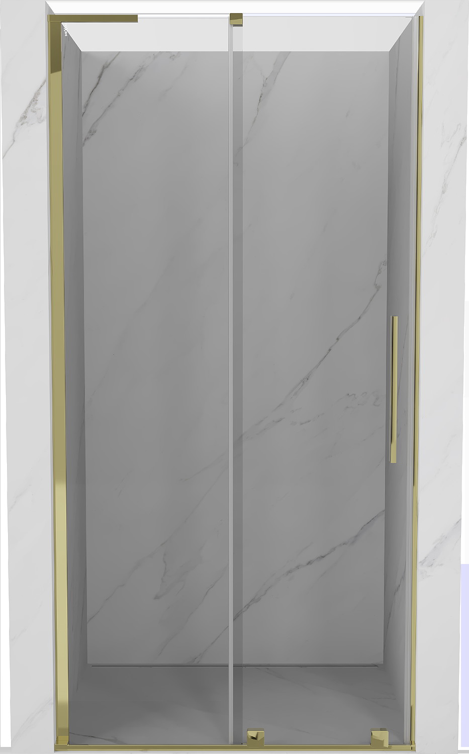 Mexen Velar L drzwi prysznicowe rozsuwane 120 cm, transparent, złote - 871-120-003-01-50