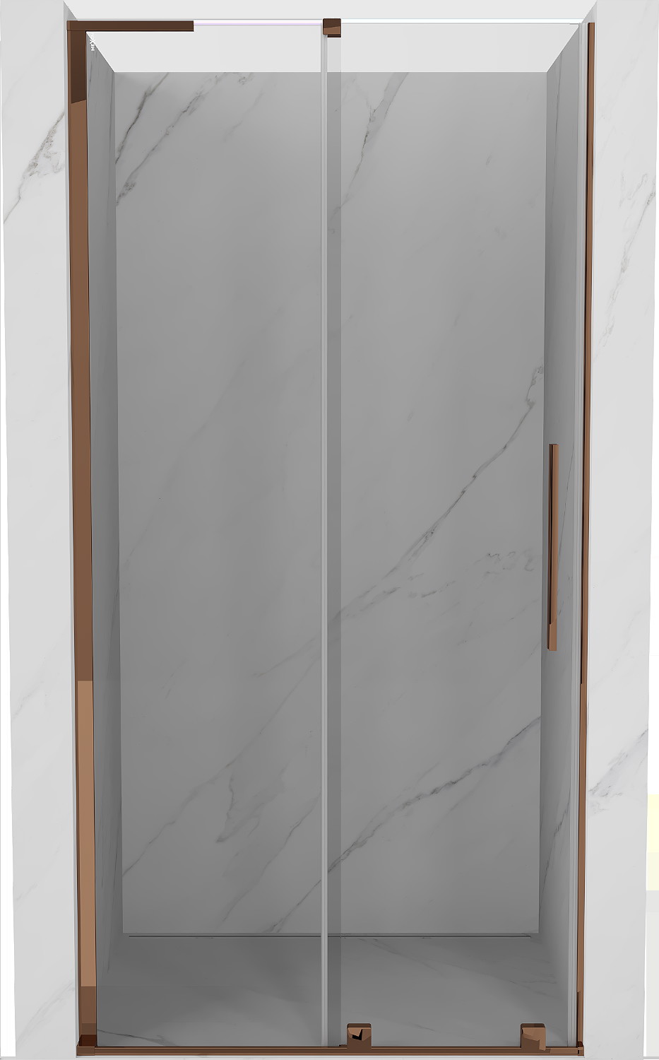 Mexen Velar L drzwi prysznicowe rozsuwane 110 cm, transparent, różowe złoto - 871-110-003-01-60