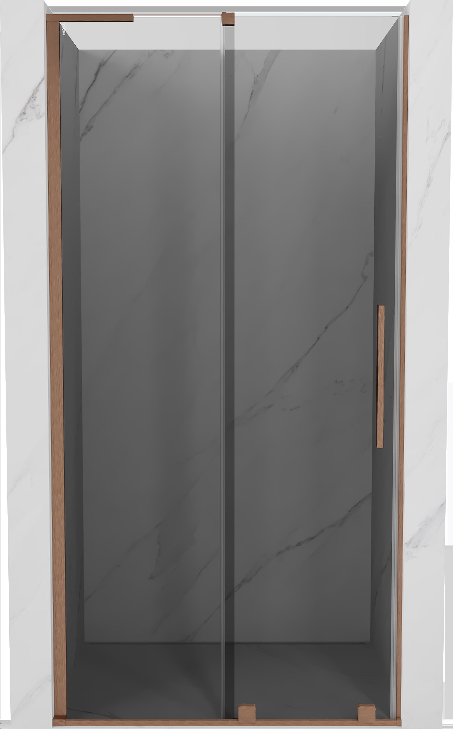Mexen Velar L drzwi prysznicowe rozsuwane 90 cm, grafit, miedź szczotkowana - 871-090-003-41-65