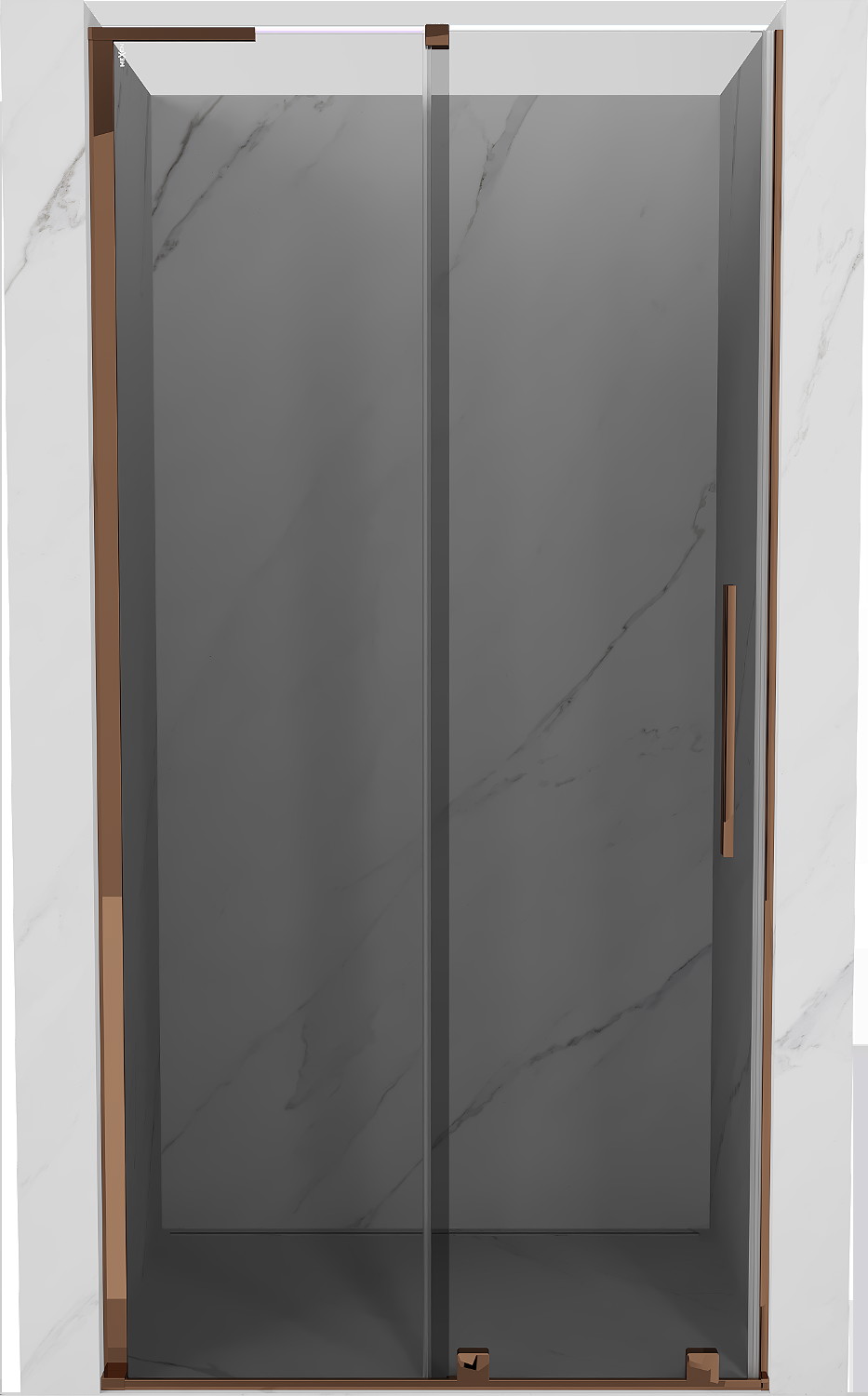 Mexen Velar L drzwi prysznicowe rozsuwane 100 cm, grafit, różowe złoto - 871-100-003-41-60