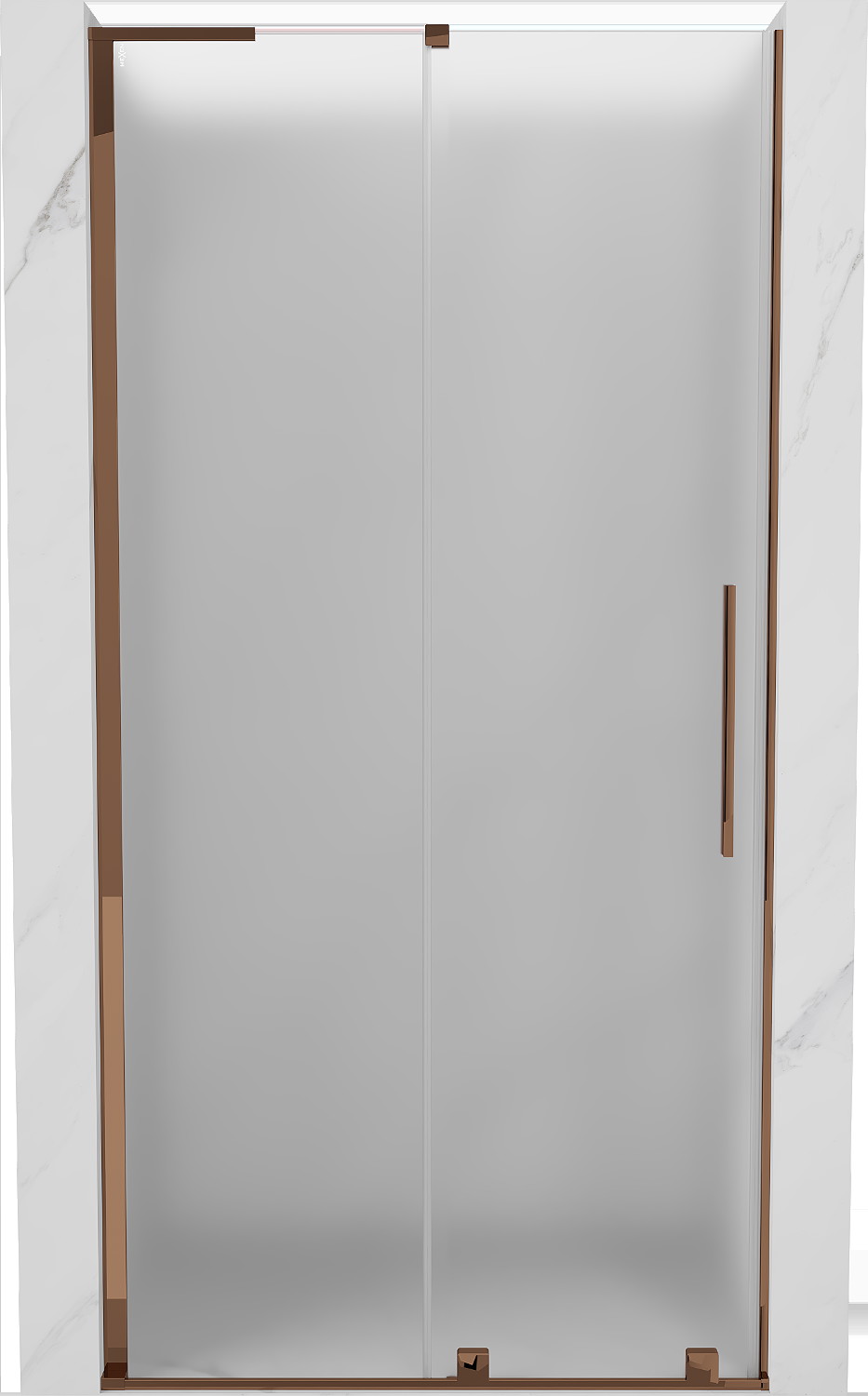 Mexen Velar L drzwi prysznicowe rozsuwane 110 cm, szron, różowe złoto - 871-110-003-31-60
