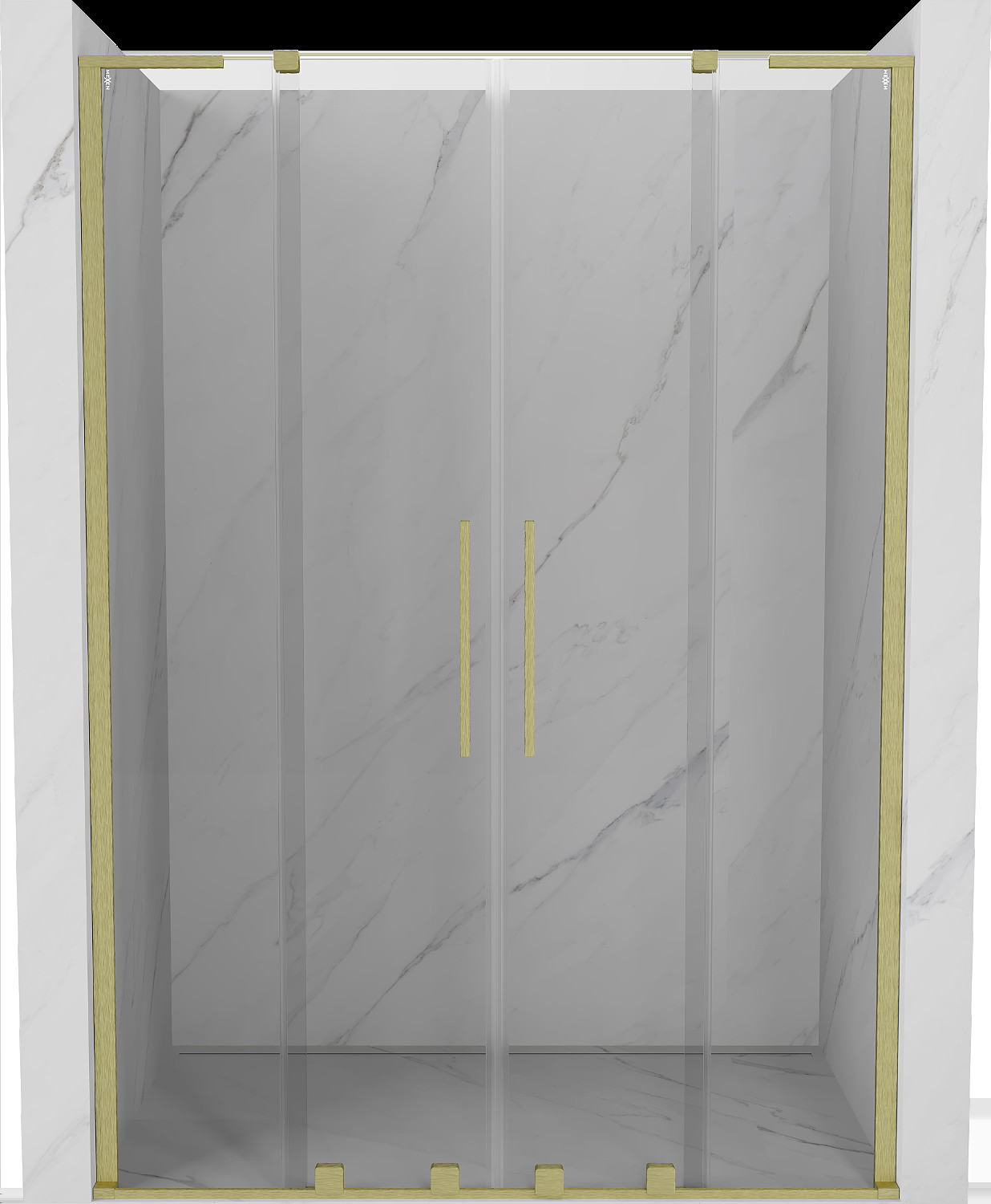 Mexen Velar L Duo drzwi prysznicowe rozsuwane 140 cm, transparent, złote szczotkowane - 871-140-003-02-55