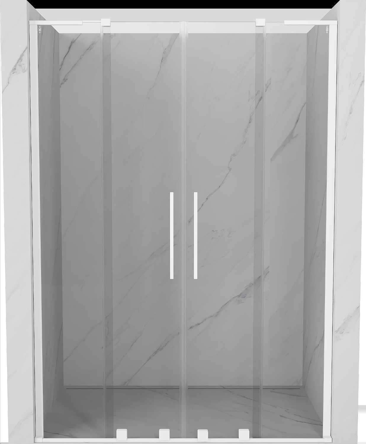 Mexen Velar L Duo drzwi prysznicowe rozsuwane 160 cm, transparent, białe - 871-160-003-02-20