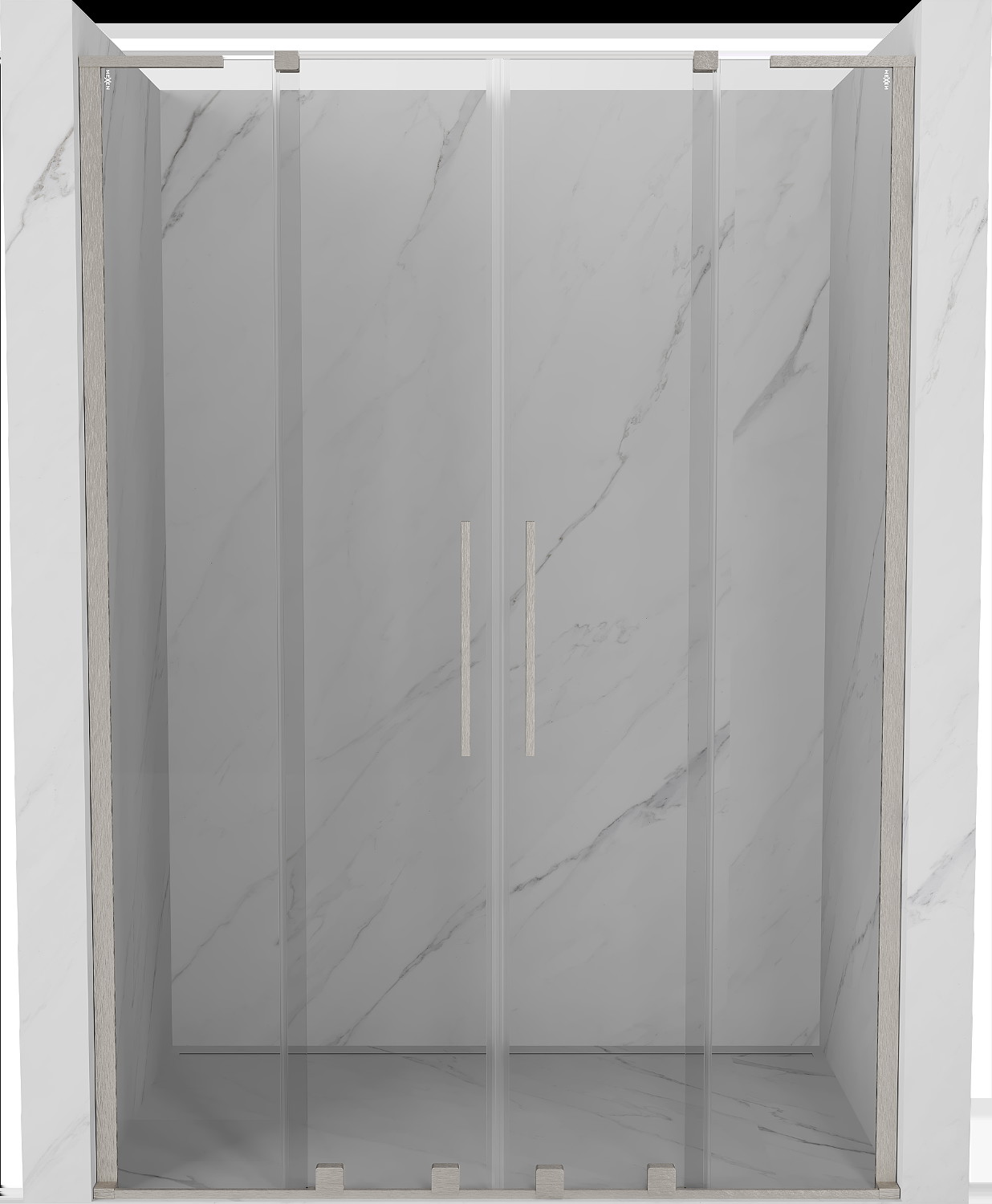 Mexen Velar L Duo drzwi prysznicowe rozsuwane 160 cm, transparent, nikiel szczotkowany - 871-160-003-02-97