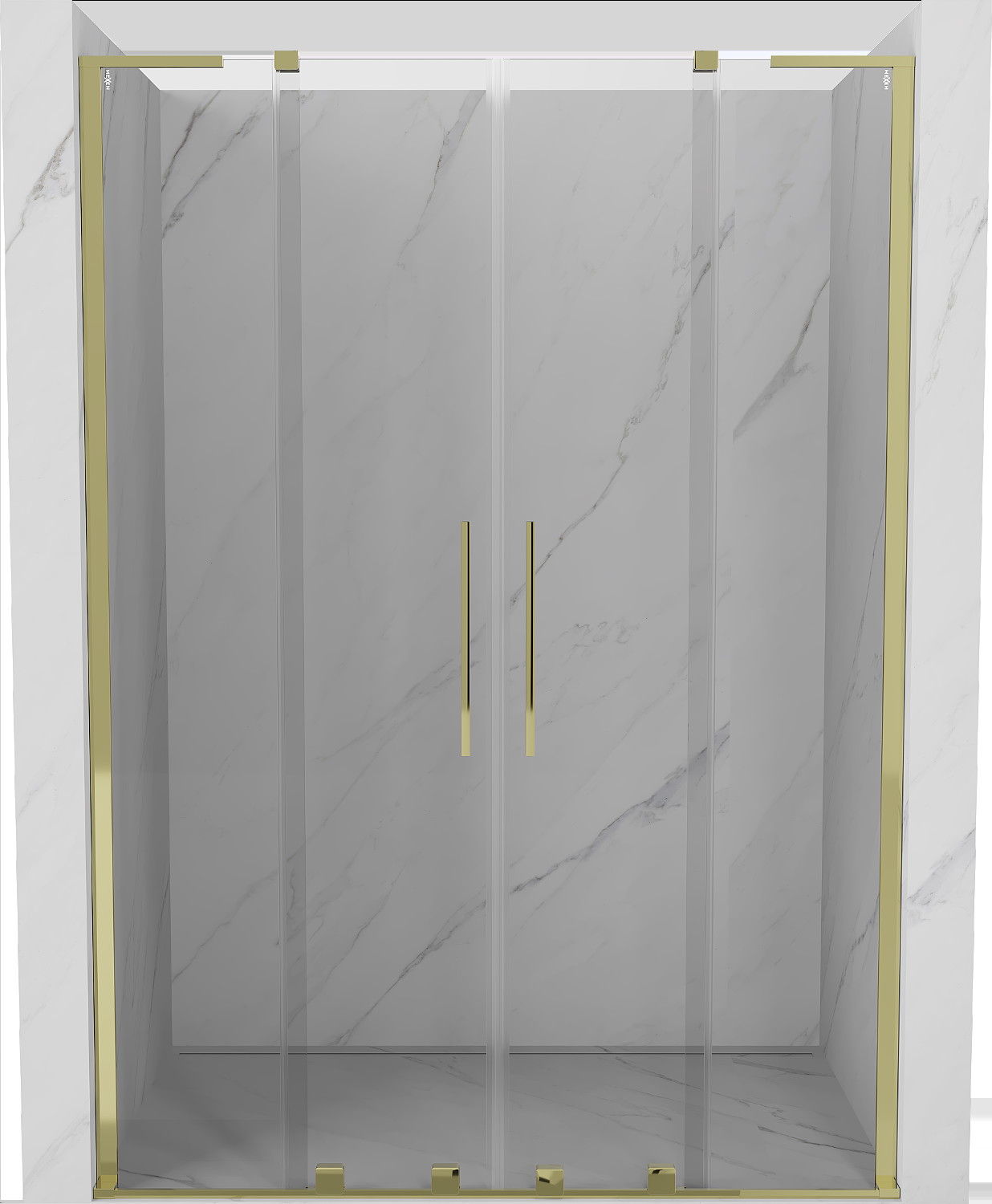 Mexen Velar L Duo drzwi prysznicowe rozsuwane 140 cm, transparent, złote - 871-140-003-02-50