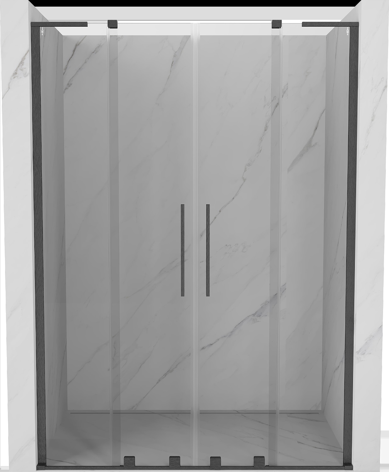 Mexen Velar L Duo drzwi prysznicowe rozsuwane 160 cm, transparent, gun gray szczotkowany - 871-160-003-02-66