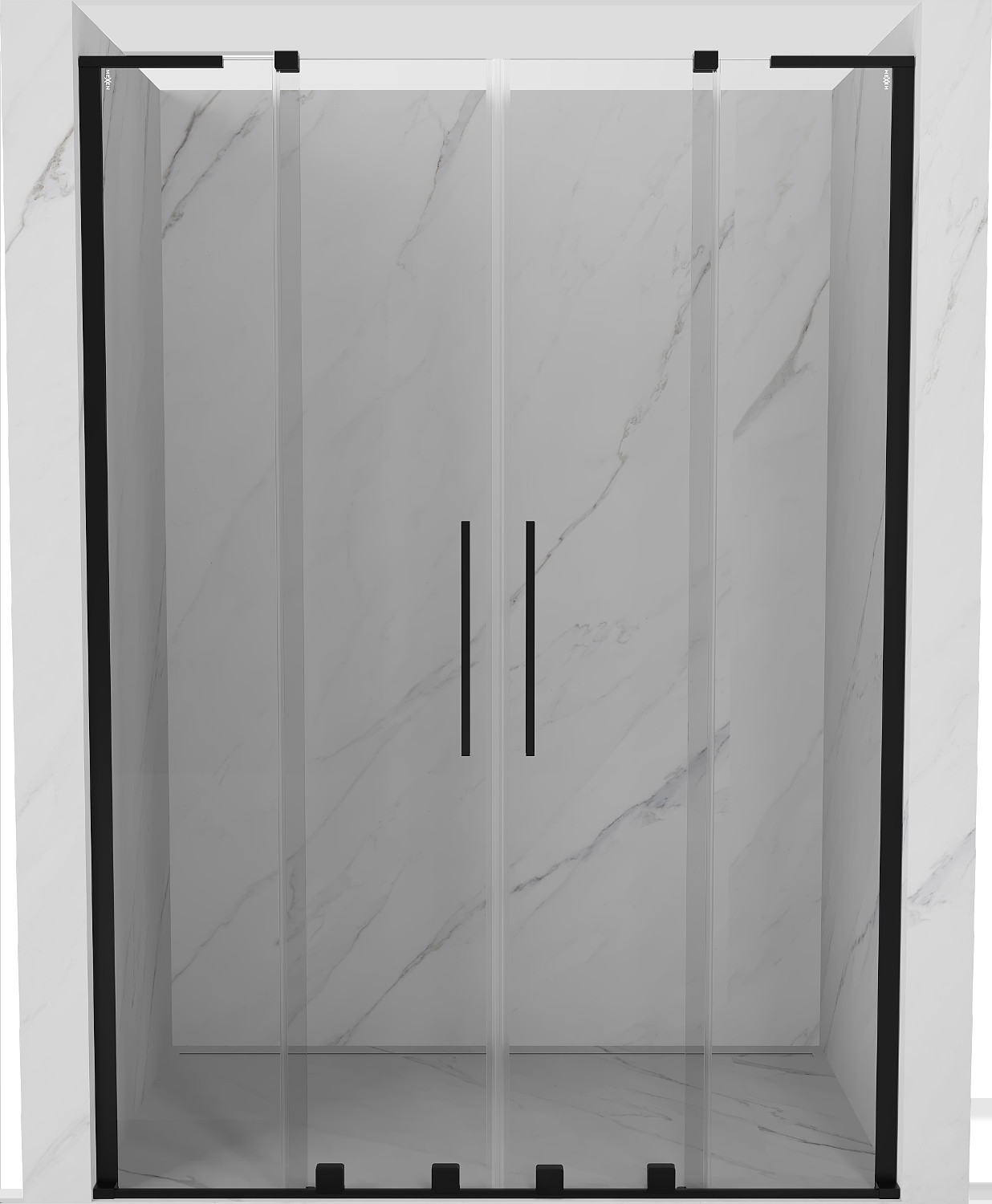 Mexen Velar L Duo drzwi prysznicowe rozsuwane 140 cm, transparent, czarne - 871-140-003-02-70