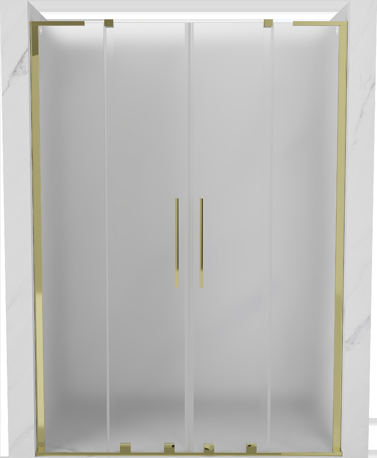 Mexen Velar L Duo drzwi prysznicowe rozsuwane 160 cm, szron, złote - 871-160-003-32-50