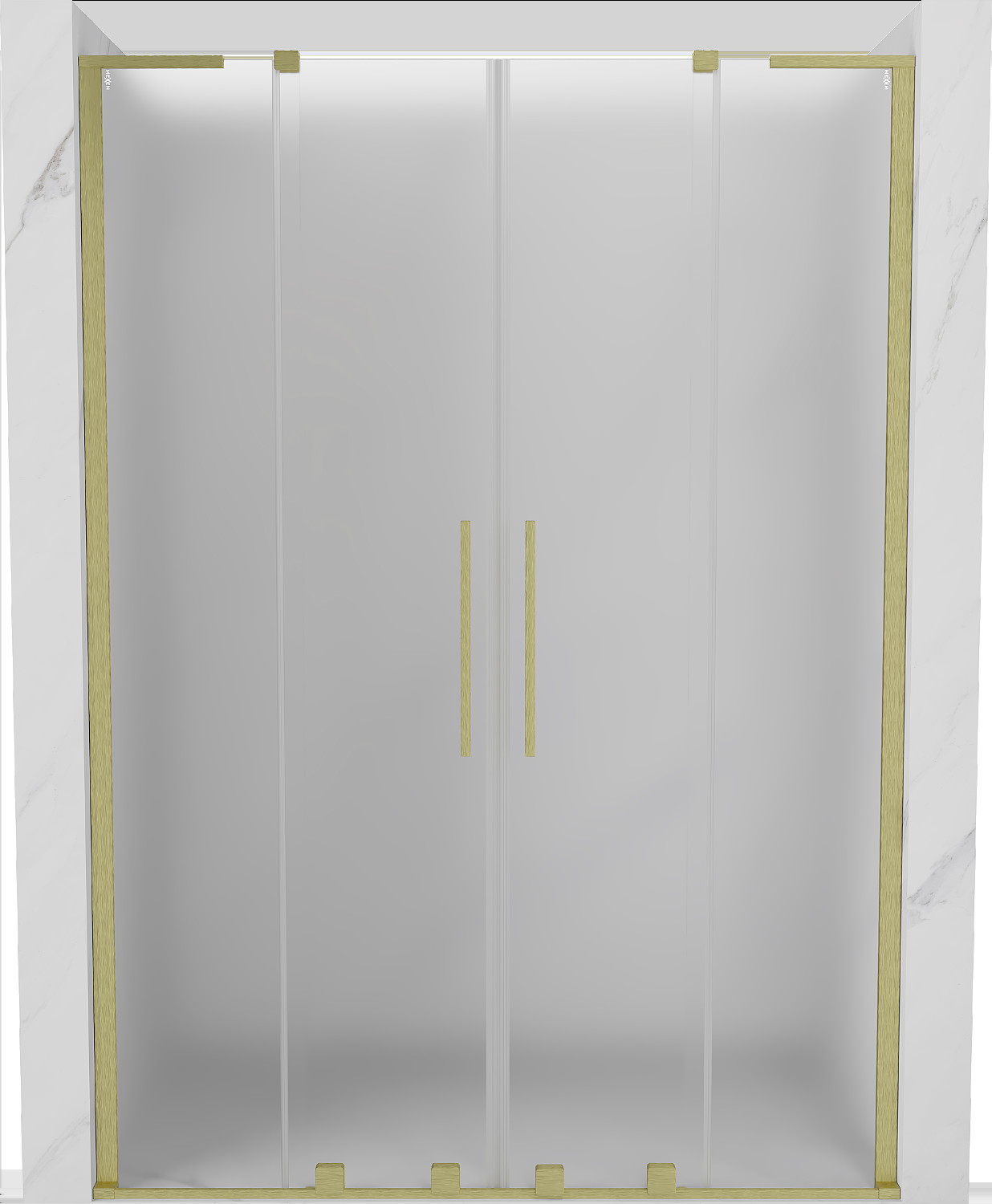 Mexen Velar L Duo drzwi prysznicowe rozsuwane 160 cm, szron, złote szczotkowane - 871-160-003-32-55