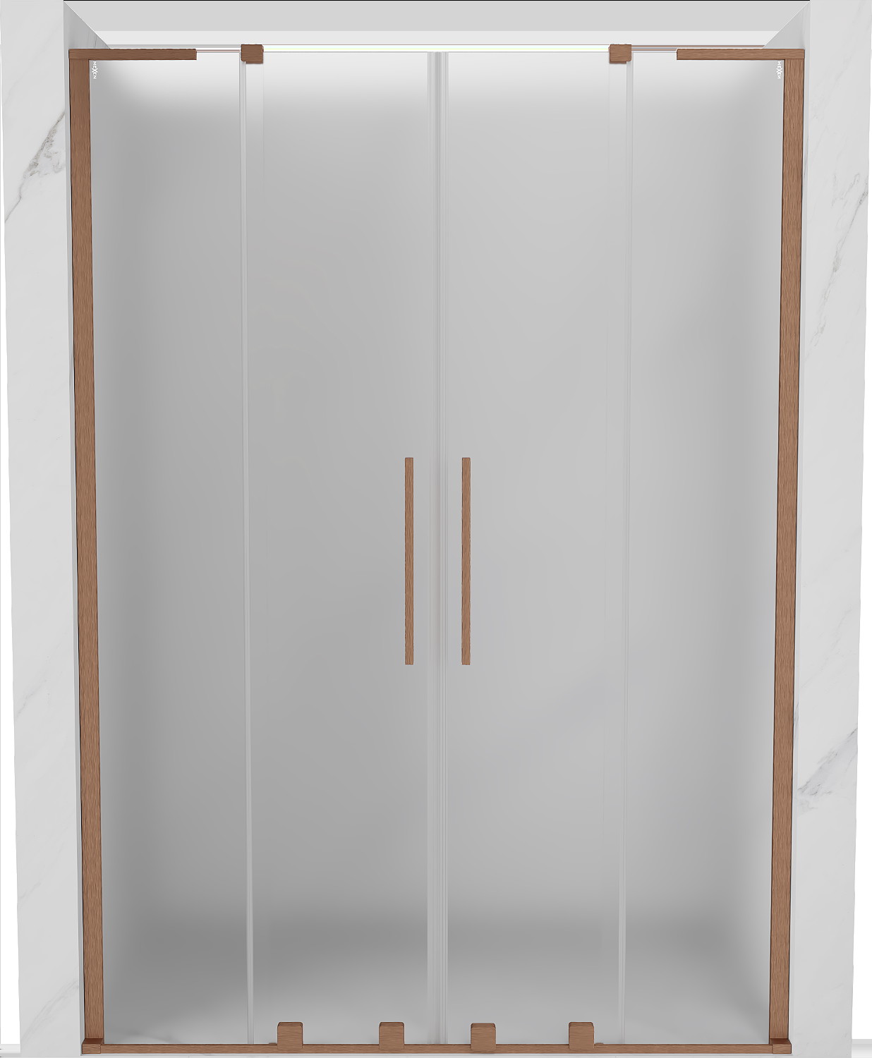 Mexen Velar L Duo drzwi prysznicowe rozsuwane 140 cm, szron, miedź szczotkowana - 871-140-003-32-65