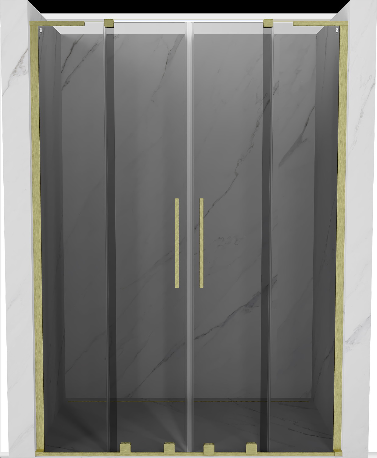 Mexen Velar L Duo drzwi prysznicowe rozsuwane 150 cm, grafit, złote szczotkowane - 871-150-003-42-55