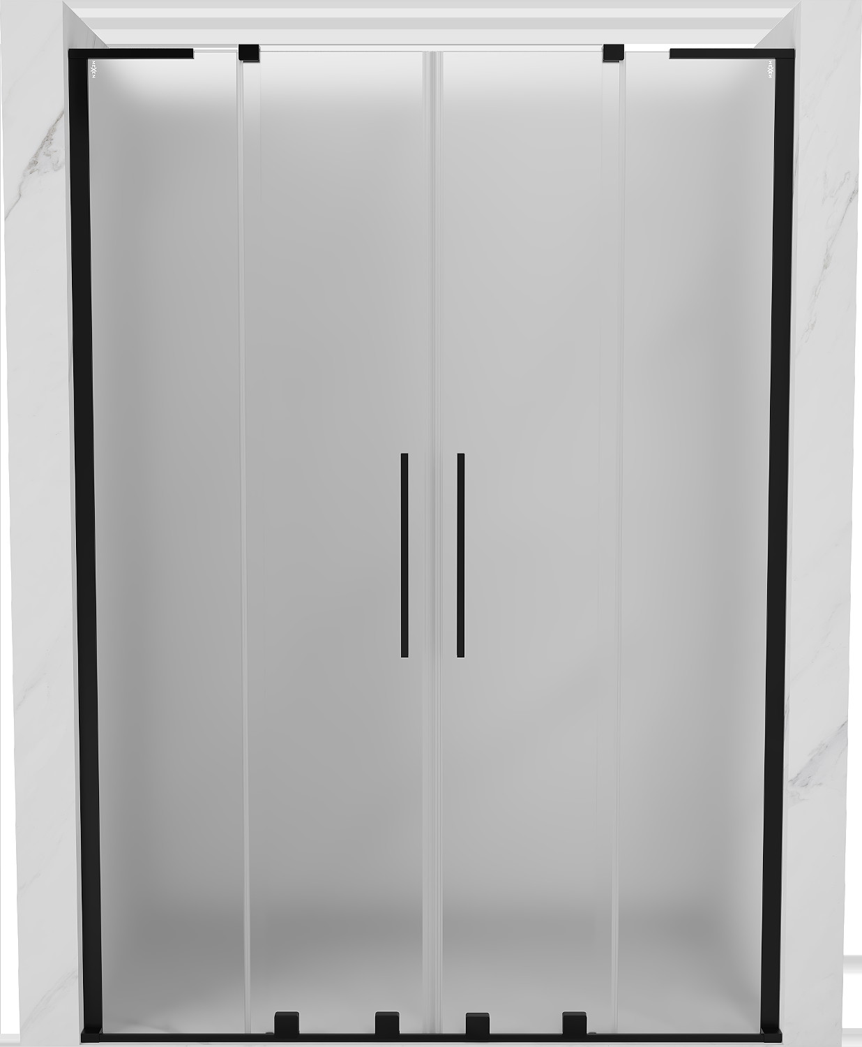 Mexen Velar L Duo drzwi prysznicowe rozsuwane 160 cm, szron, czarne - 871-160-003-32-70