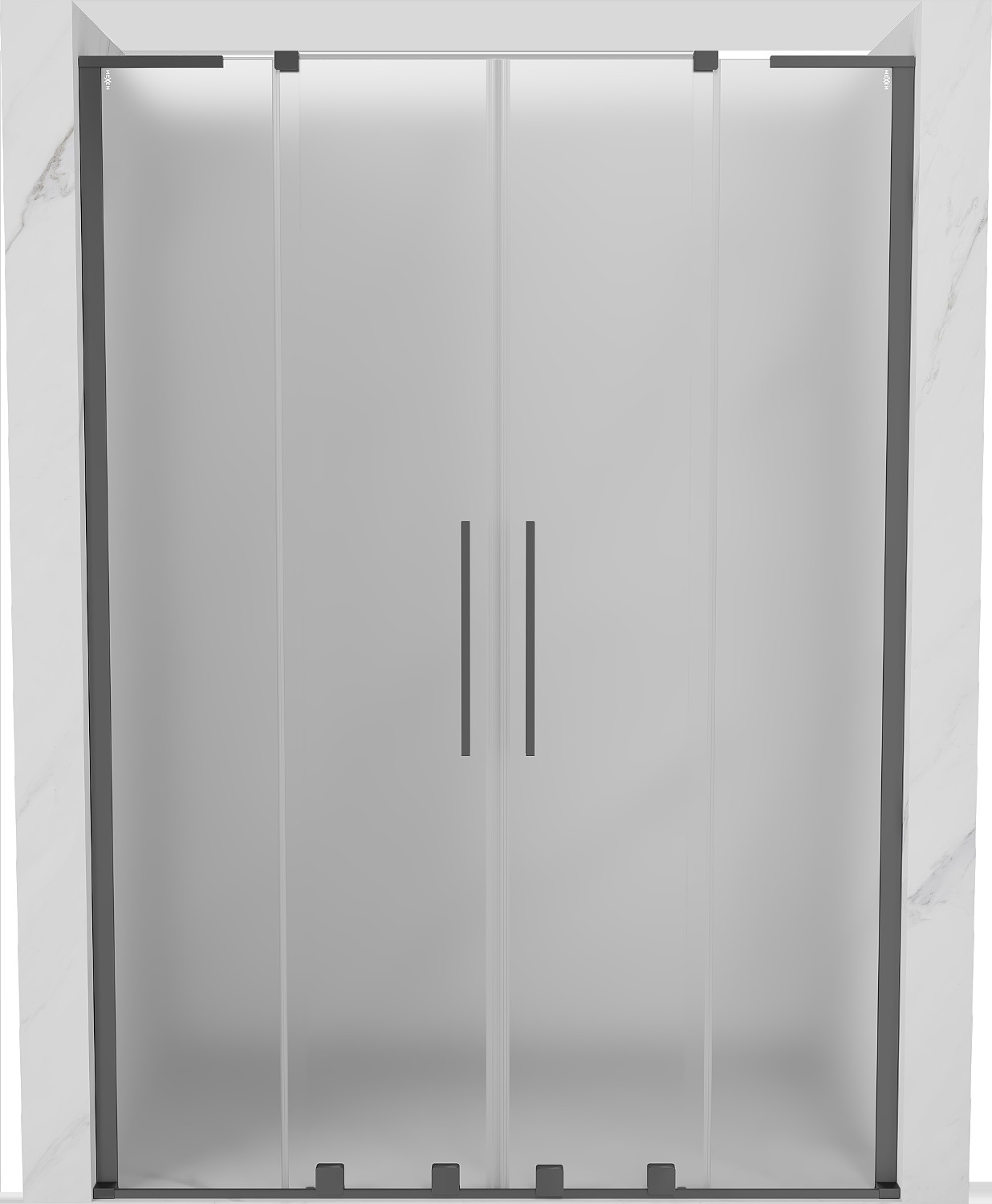 Mexen Velar L Duo drzwi prysznicowe rozsuwane 140 cm, szron, gun metal - 871-140-003-32-95