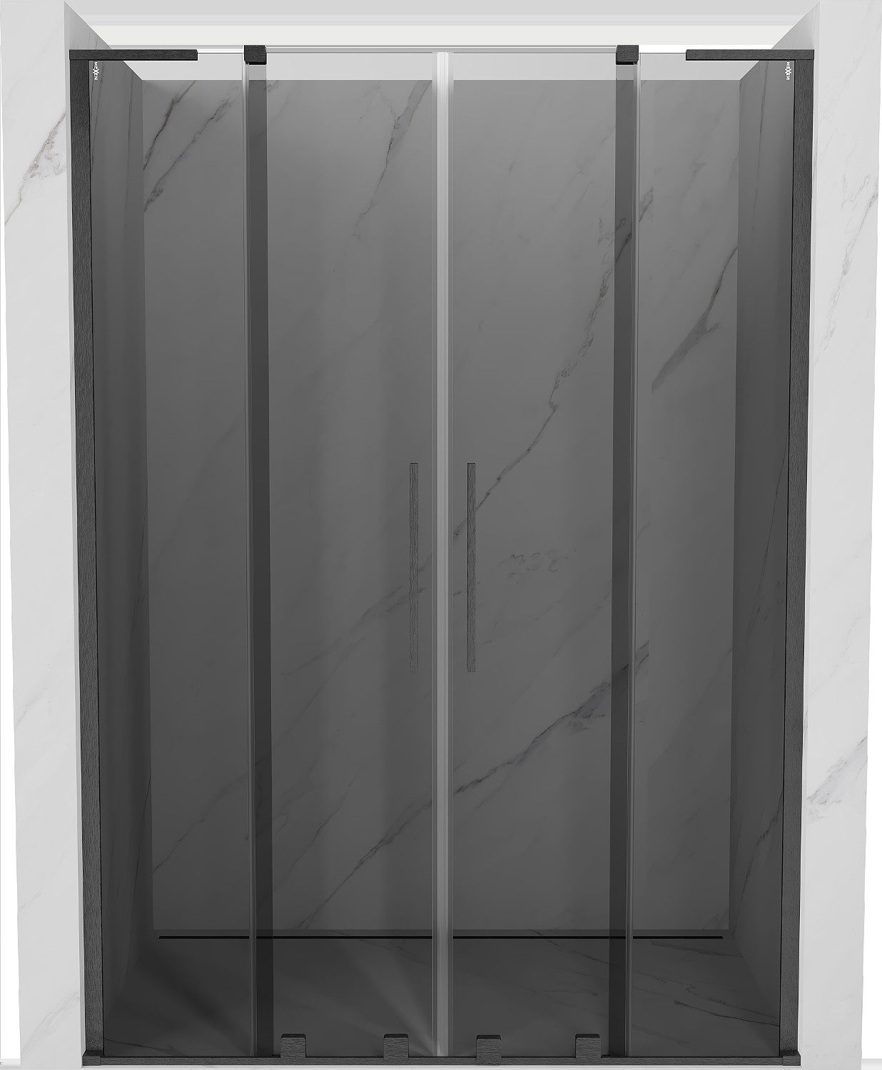 Mexen Velar L Duo drzwi prysznicowe rozsuwane 160 cm, grafit, gun gray szczotkowany - 871-160-003-42-66