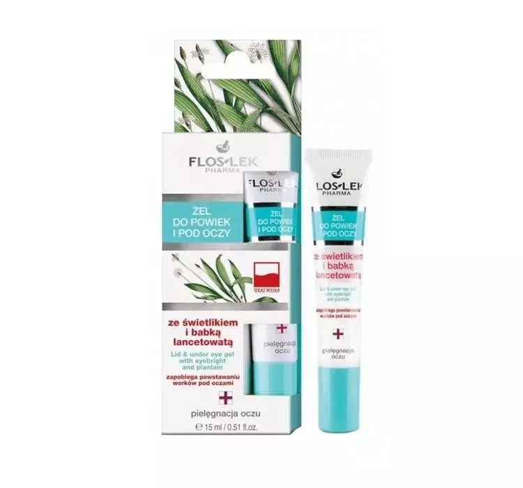 Flos-Lek Pielęgnacja Oczu Pharma Żel Do Powiek i Pod Oczy Ze Świetlikiem Lekarskim i Babką Lancetowatą 15ml