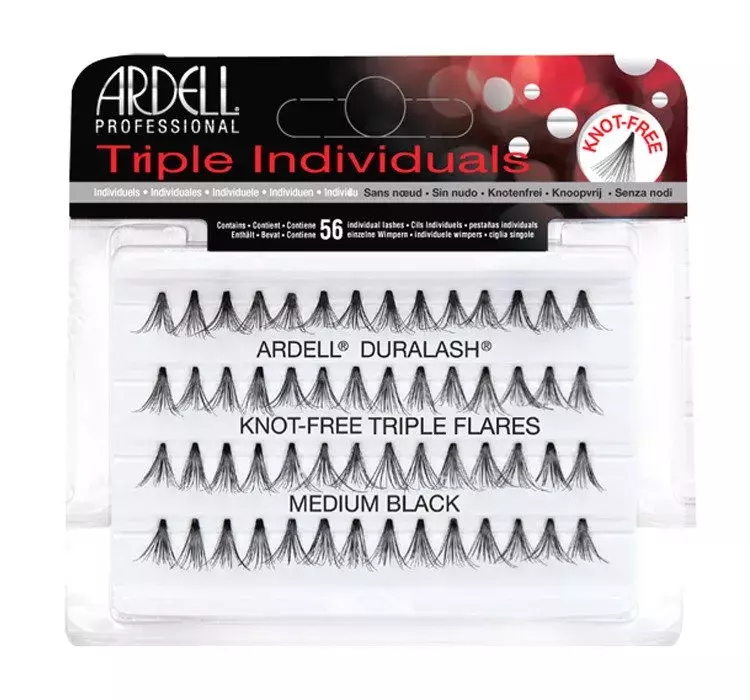 Ardell Triple Individuals - Zagęszczone kępki rzęs - KNOT-FREE TRIPLE FLARES - MEDIUM BLACK ARDIZKRZ-IRZ-01