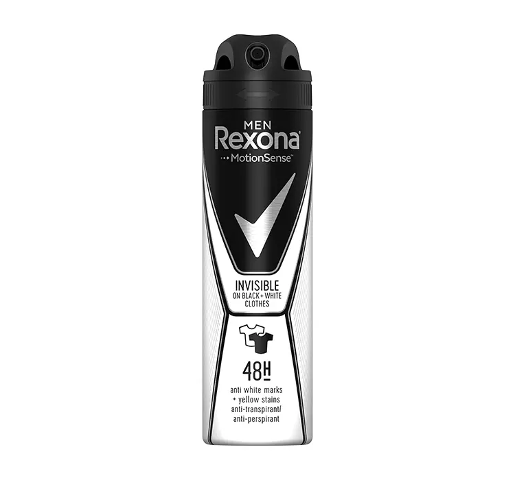 REXONA MEN INVISIBLE BLACK+WHITE ANTYPERSPIRANT W AEROZOLU DLA MĘŻCZYZN 150ML