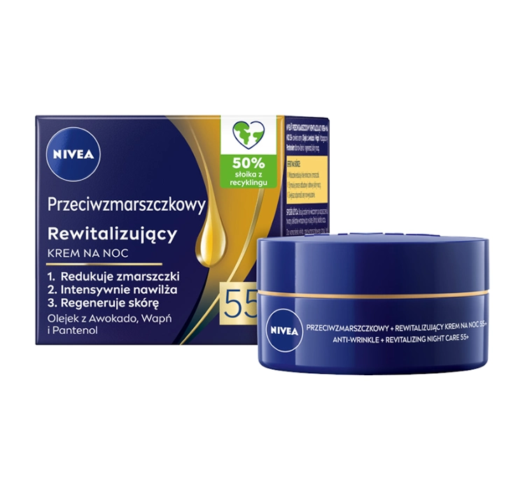 NIVEA Przeciwzmarszczkowy + Rewitalizujący Krem Do Twarzy Na Noc 50ml