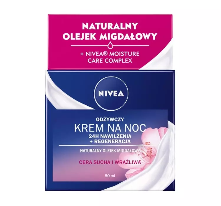 Nivea Nourishing Cream odżywczy krem na noc do skóry suchej i wrażliwej With Almond Oil and Hydra IQ 50ml