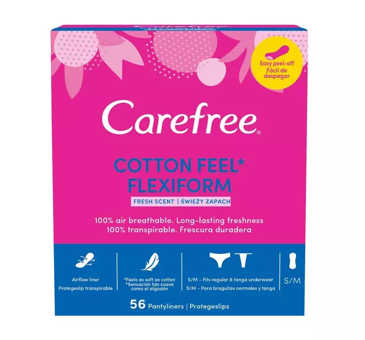 CAREFREE COTTON FLEXIFORM FRESH SCENT WKŁADKI HIGIENICZNE 56 SZTUK