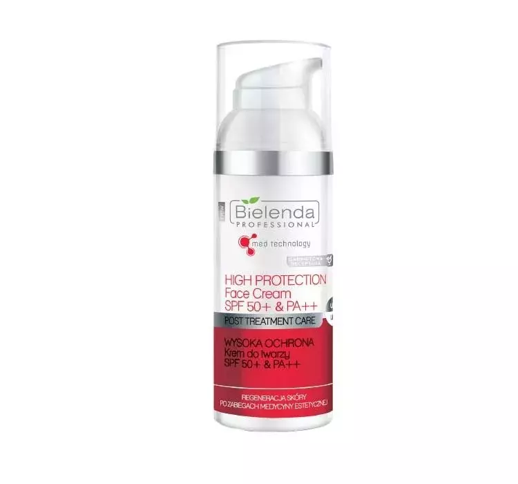 Bielenda Professional Med Krem do twarzy regeneracja skóry po zabiegach medycyny estetycznej Wysoka ochrona SPF50+ 50ml