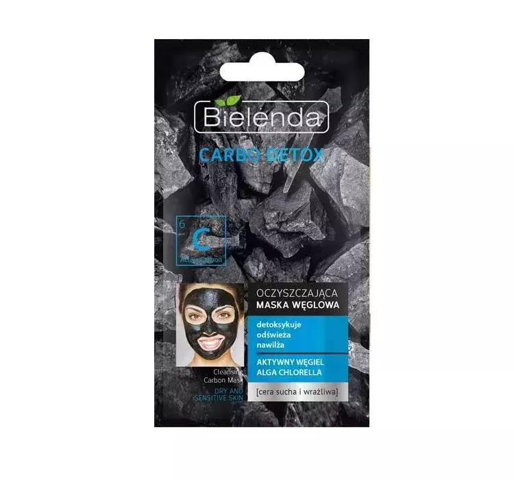 Bielenda Carbo Detox, maska węglowa oczyszczająca do cery suchej i wrażliwej, 8 g