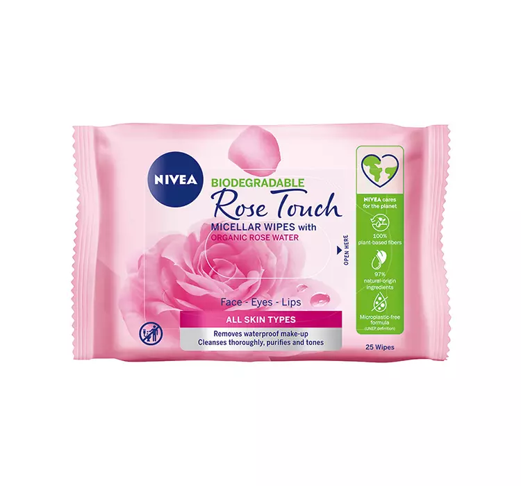 Nivea Rose Touch Micellar Wipes With Organic Rose Water Chusteczki oczyszczające 25szt 124590