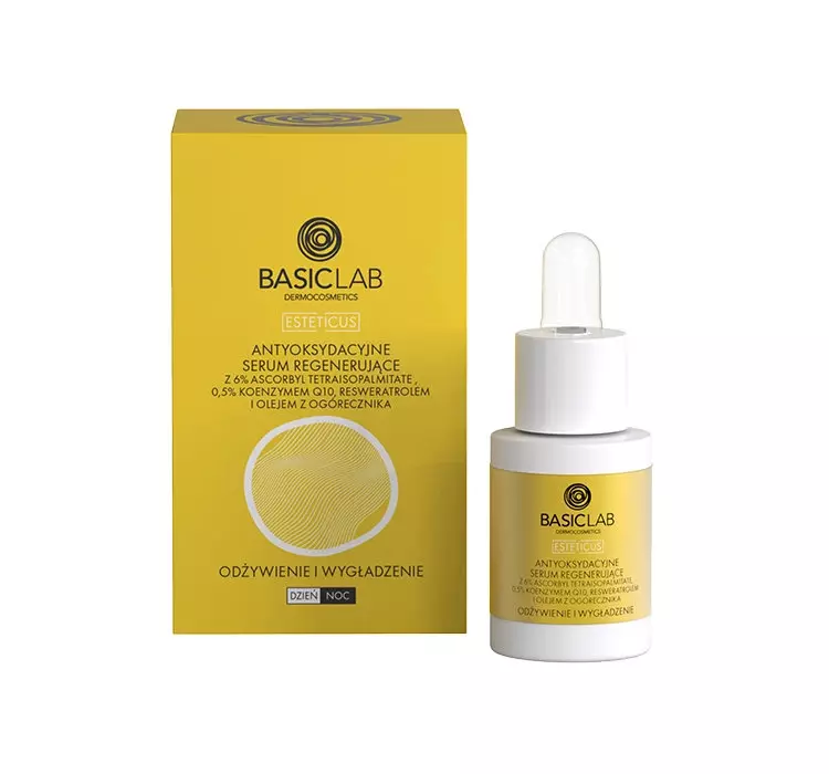 BasicLab BasicLab Esteticus Serum Odżywienie i Wygładzenie 15ml antyoksydacyjne serum regenerujące z 6% tetraisopalmitate, 0,5% koenzymem Q10 i olejem z ogórec