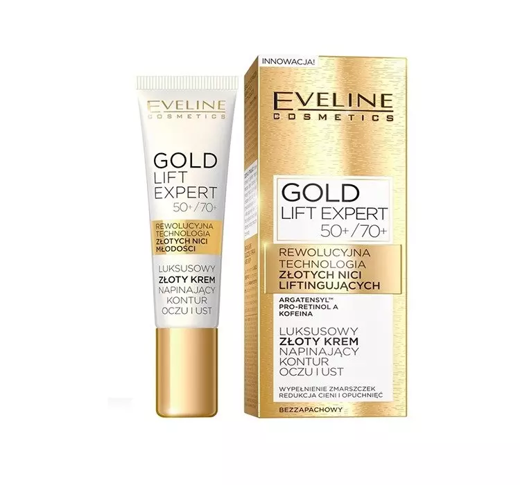 Eveline Gold Lift Expert 50+/70+ luksusowy złoty krem napinający kontur oczu i ust 15ml