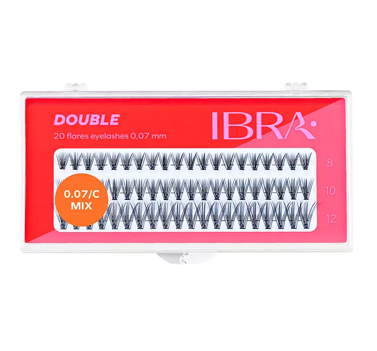 Ibra Ibra - DOUBLE FLARES EYELASH - KNOT-FREE NATURALS - Kępki sztucznych rzęs o podwójnej objętości - MIX (8 mm, 10 mm, 12 mm) IBRSOOB-JOB-03