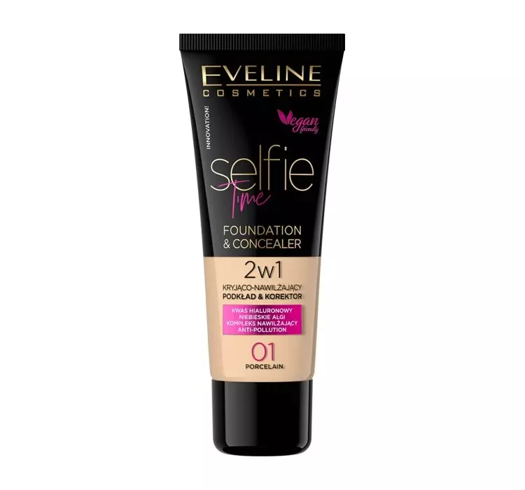 Eveline Selfie Time Kryjąco-nawilżający podkład i korektor 01 Porcelain 30ml 46582-uniw